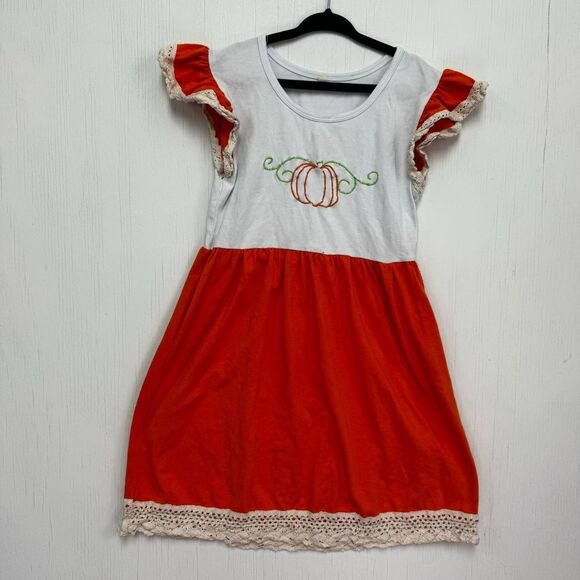Girls Fall Halloween Pumpkin Dress Size 7-8t - Picture 1 of 7